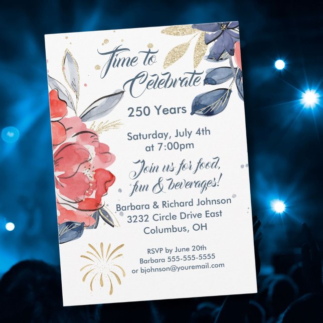 Invitación July 4th 250 Years USA Celebrate Party Invitation (Subido por el creador)