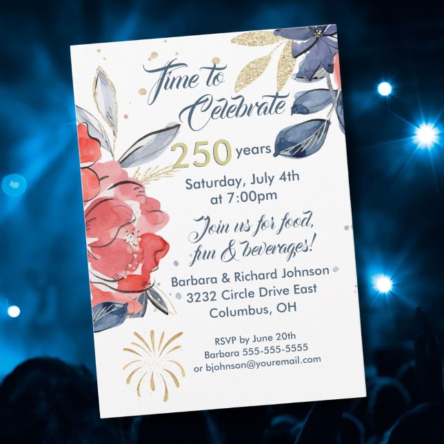 Invitación July 4th 250th USA Celebration Party Invitation (Subido por el creador)