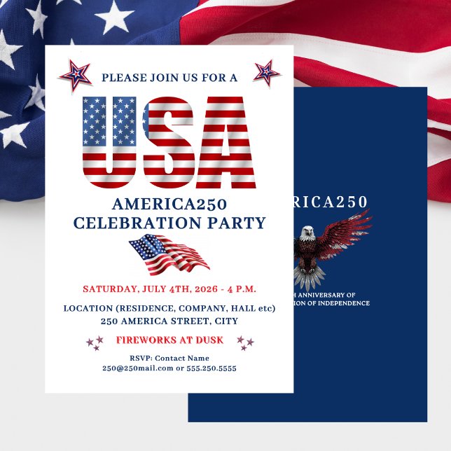 INVITACIÓN JULY 4TH AMERICA250 PARTY  (JULY 4TH AMERICA250 PARTY INVITATION)