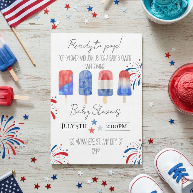 Invitación July baby shower invitation (Subido por el creador)