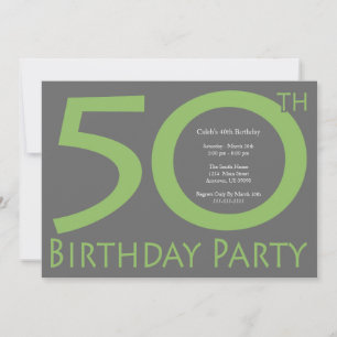 Invitación Jumbo Numbers Birday Party (Lime Green / Gray)