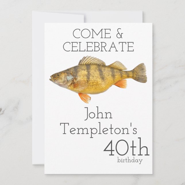Invitación Jumbo Perch Fishing Angler Cumpleaños de los hombr (Anverso)