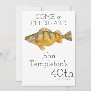 Invitación Jumbo Perch Fishing Angler Cumpleaños de los hombr