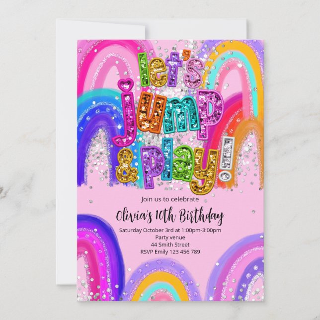 Invitación Jump and Play Party Birthday Any Age Invitation (Anverso)