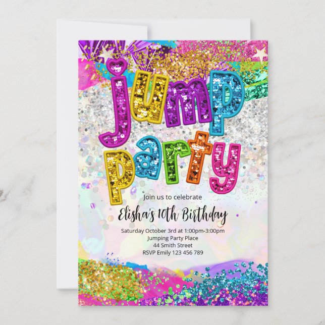 Invitación Jump Party Birthday Any Age Party Invitation (Anverso)