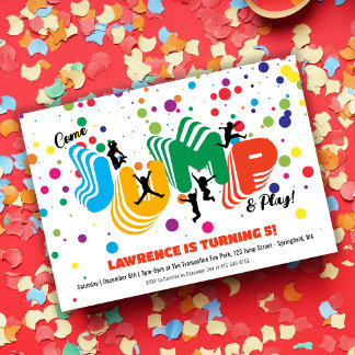Invitación Jump Play Trampoline Park Fiestas Niños Cumpleaños