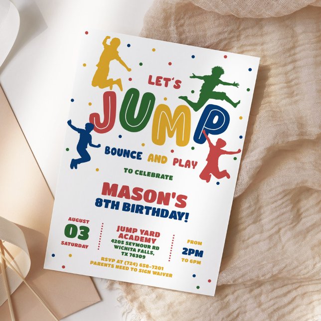 Invitación Jump Trampoline Park Boys Birthday Party (Subido por el creador)