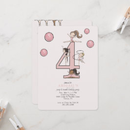 Invitación Jump & Tumble Gymnastics 4th Birthday Party