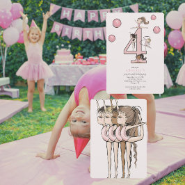 Invitación Jump & Tumble Gymnastics 4th Birthday Party