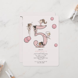 Invitación Jump & Tumble Gymnastics 5th Birthday Party