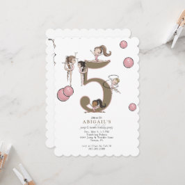 Invitación Jump & Tumble Gymnastics White 5th Birthday Party