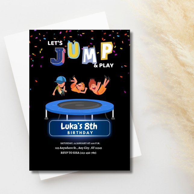 Invitación JUMP y Juguemos cumpleaños (Let's Jump and Play Birthday Invites)