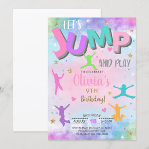 Invitación JUMP y Play chica invitamos a su cumpleaños.
