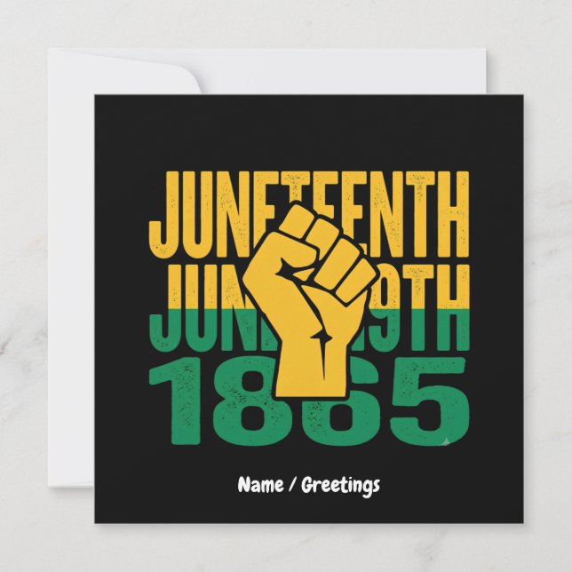 Invitación Juneteenth 1865 19 de junio Gráfico de Libertad Ne (Anverso)