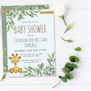 Invitación Jungla de Safari dulce Eucalyptus Giraffe Baby Sho