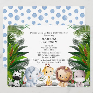 Invitación Jungla Safari de Vegetación de Moda Baño de Bebé 