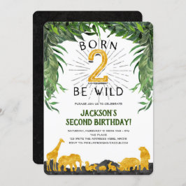 Invitación Jungla, Safari, Nacido 2 ser salvaje, Segundo cump