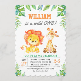 Invitación Jungla Safari Verde Primera fiesta de cumpleaños