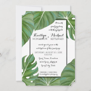 Invitación Jungla Tropical Moderno Leaf Foliage Coastal