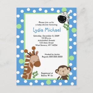 Invitación JUNGLE ADVENTURE BLUE Safari Baby Shower