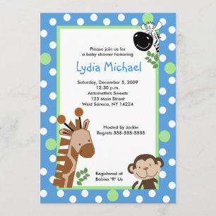 Invitación JUNGLE ADVENTURE BLUE Safari Baby Shower