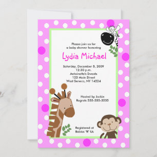 Invitación JUNGLE ADVENTURE PINK Safari Baby Shower