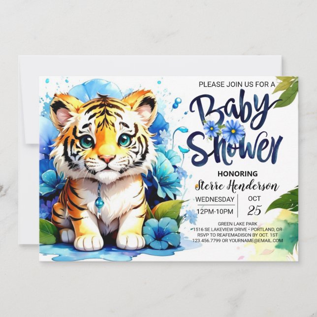 Invitación Jungle Adventure Tiger Baby Shower (Anverso)