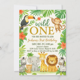 Invitación Jungle Animal 1er Fiesta de cumpleaños