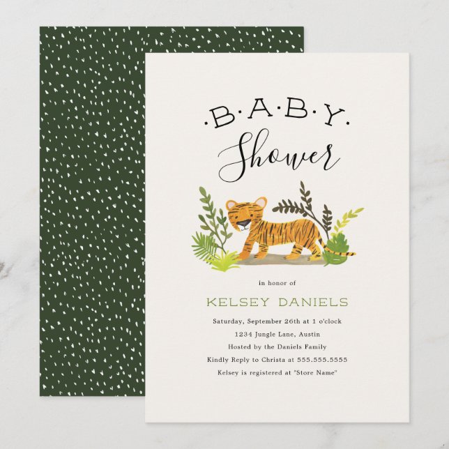 Invitación Jungle Animal Baby Shower (Anverso / Reverso)