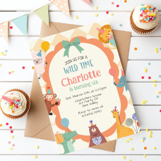 Invitación Jungle Animal Birthday Invite | Cute Safari Animal