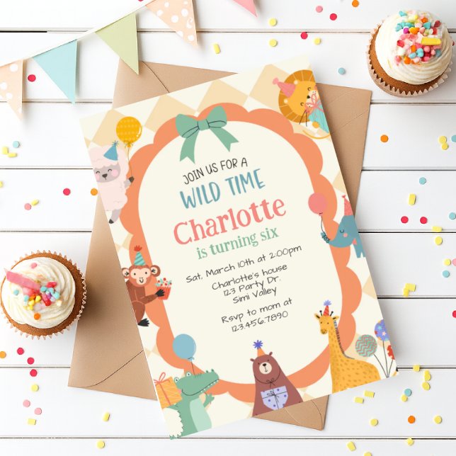 Invitación Jungle Animal Birthday Invite | Cute Safari Animal (Subido por el creador)