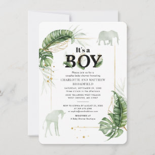 Invitación Jungle Animales Elephant Parejas Baby Shower