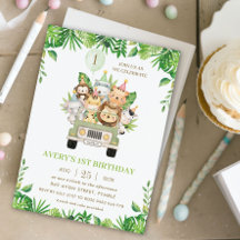 Jungle Animales Safari Car Greenery 1er cumpleaños