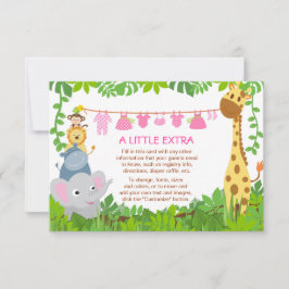 Invitación Jungle Animales Safari Chica Baby Shower Insertar 