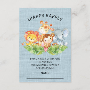Invitación Jungle Animals Baby Shower Diaper Raffle Ticket