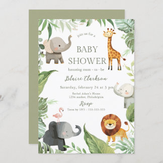 Invitación Jungle Animals Baby Shower Invitation