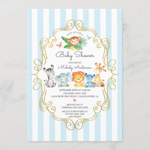 Invitación Jungle Animals Boys Baby Shower