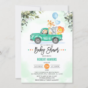 Invitación Jungle Animals Safari Drive by Baby Shower
