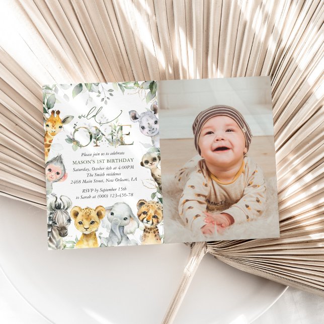 Invitación Jungle Animals, Safari, Wild One, First Birthday (Subido por el creador)