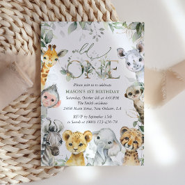 Invitación Jungle Animals, Safari, Wild One, First Birthday
