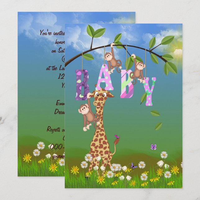 Invitación Jungle Baby Shower (Anverso / Reverso)