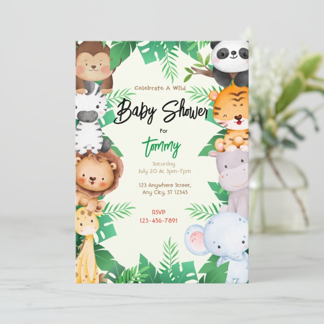 Invitación Jungle Baby Shower (Anverso de pie)