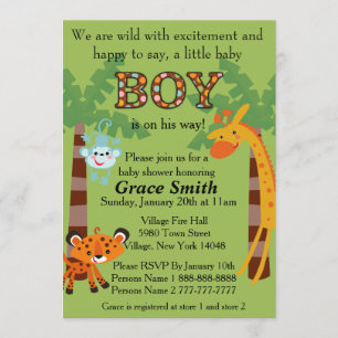 Invitación Jungle Baby Shower Invitar a "Boy"