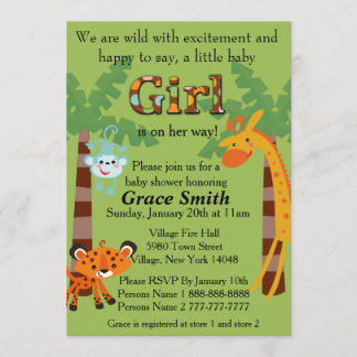 Invitación Jungle Baby Shower Invitar "Chica"