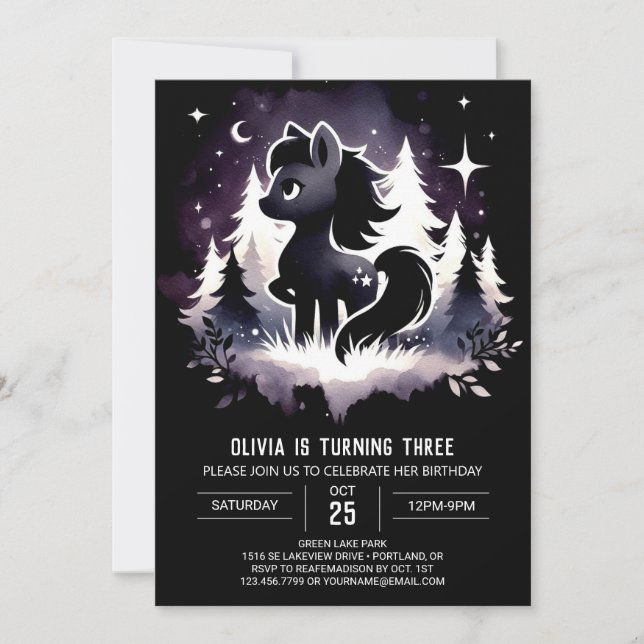 Invitación Jungle Fantasy Horse Birday (Anverso)