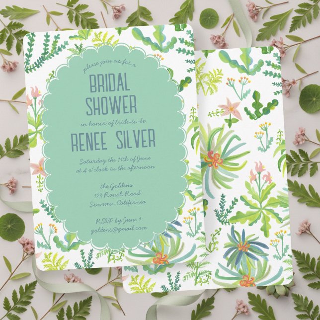 Invitación Jungle Garden Watercolor Custom BRIDAL SHOWER (Jungle Garden Watercolor Hand-painted Custom BRIDAL SHOWER Invitation
)