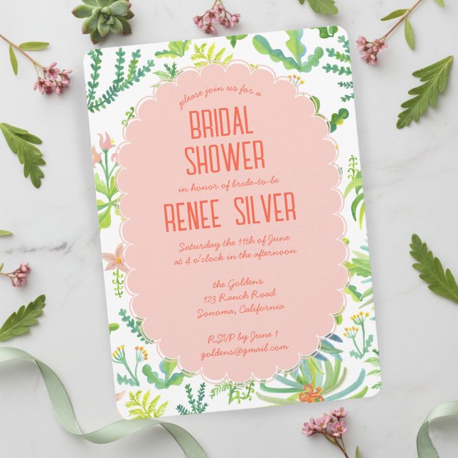 Invitación Jungle Garden Watercolor Custom BRIDAL SHOWER (Jungle Garden Watercolor Hand-painted Custom BRIDAL SHOWER Invitation
)