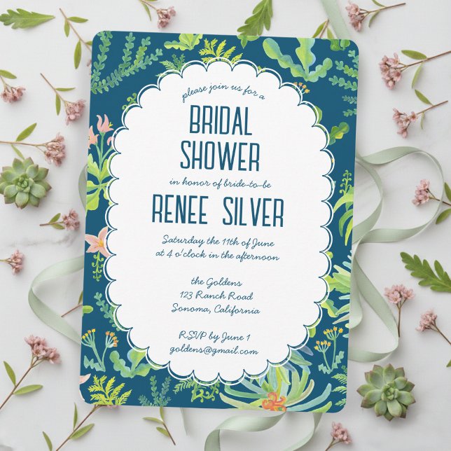 Invitación Jungle Garden Watercolor Custom BRIDAL SHOWER (Jungle Garden Watercolor hand-painted Custom BRIDAL SHOWER Invitation
)