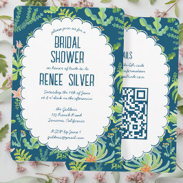 Invitación Jungle Garden Watercolor Custom QR  BRIDAL SHOWER