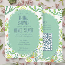 Jungle Garden Watercolor Custom QR  BRIDAL SHOWER